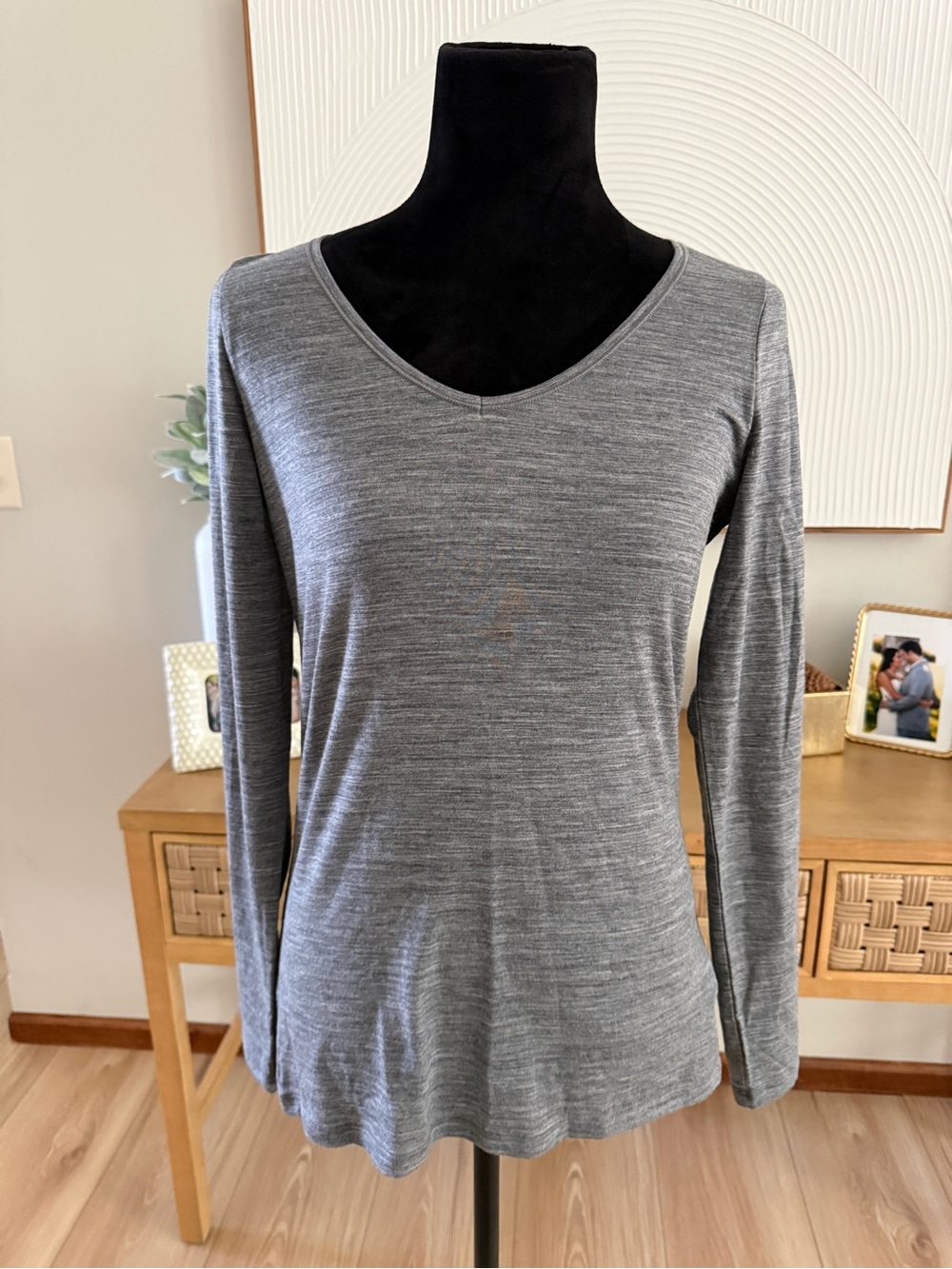 Icebreaker Women's Wool Grey Scoop Neck Long Sleeve Top Size L
